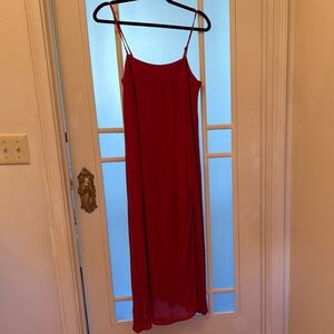 Orang/red spaghetti strap maxi dress